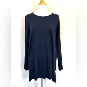 J. Jill Black Simply Supima 100% Cotton Crew Neck Tunic Long Sleeve Top - Sz 2X